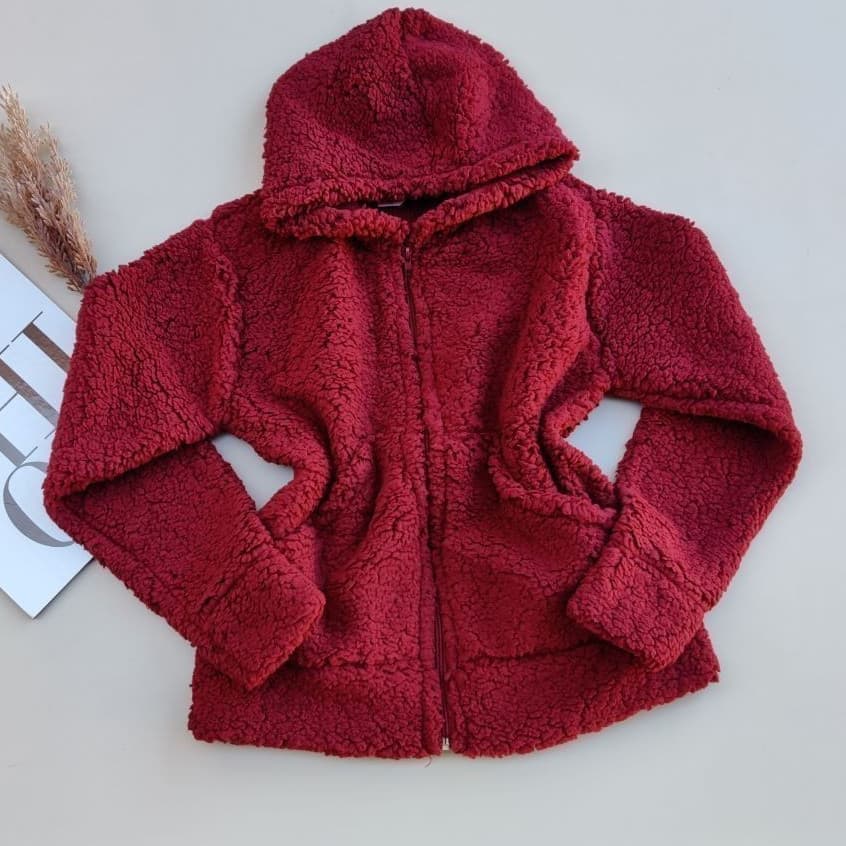 Blusa de Frio Infantil Inverno para Menina casaco Teddy com Touca Capuz Jaqueta Tendência