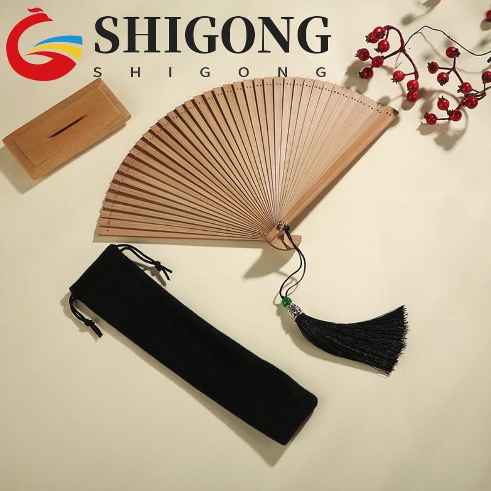 SHIGONG Leque De Bambu Pequeno Adereços De Dança Feito À Mão Ventilador Portátil Compacto