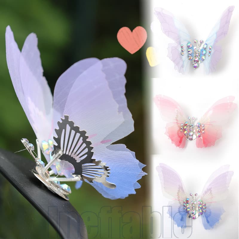 Ornamento De Carro Borboleta Com Asas Batendo-Decoração De Console Central De Saída De Ar Do-Borboletas Coloridas-Para M