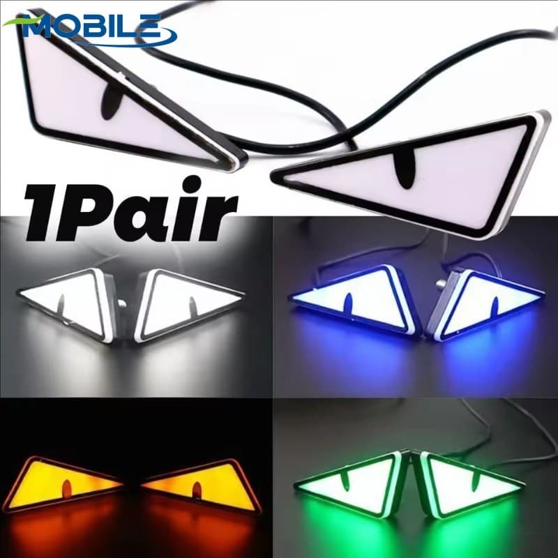 [Destaque] Faróis De Olhos Do Diabo Para Motocicleta-Lâmpada De Decoração De Veículos Elétricos-Luz LED Triângulo Demon 