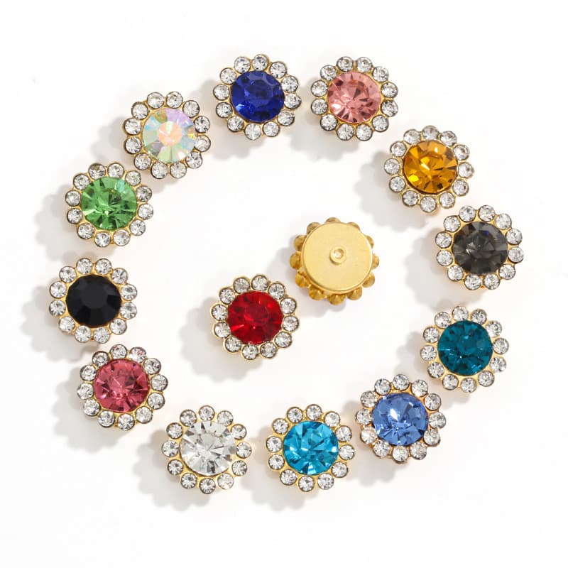 50 Peças Moda Girassol 10mm/12mm/14mm Cristal Redondo Costurar Em Strass Para Roupas DIY Acessórios De Vestuário