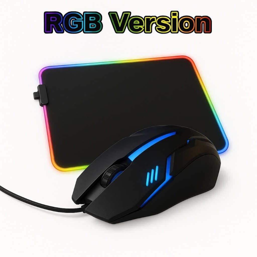 Kit Mouse Gamer + Mouse Pad Led Kit Gamer LED Iluminado RGB Para Jogos 1200DPI