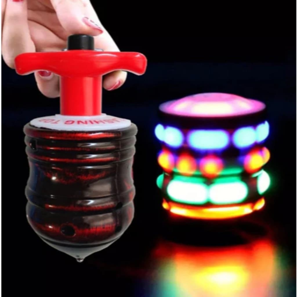 Pião Musical Luminoso Com Lançador Automatico Piao Com Luz e Som Laser Brinquedo Infantil para Meninos e Meninas