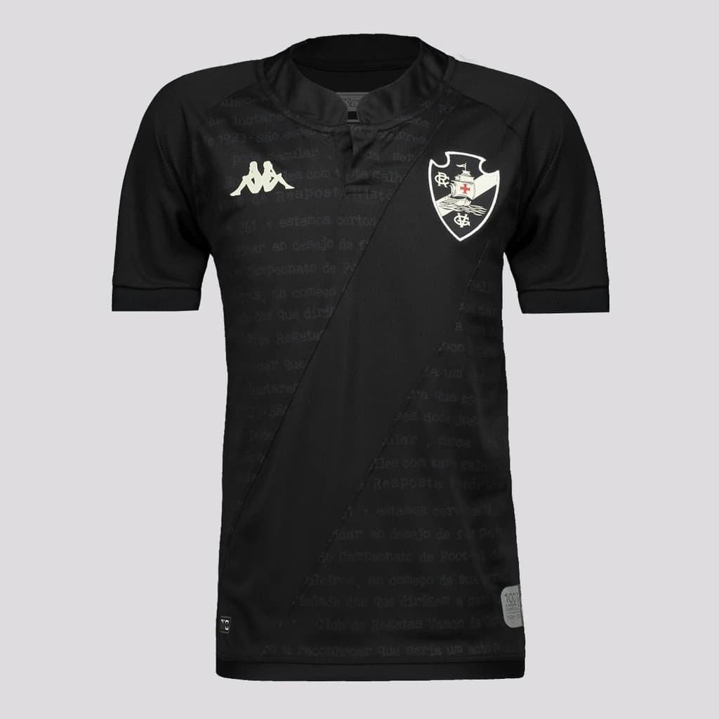 Camisa Kappa Vasco III 2024 Infantil Preta