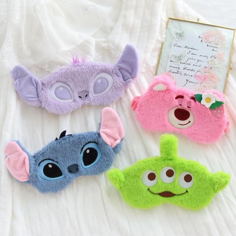 Máscara de Olho de Pelúcia Fofa de Cartoon Stitch Kawaii Anime Bandagem de Pelúcia Macia Adequada para Escritório e Sono