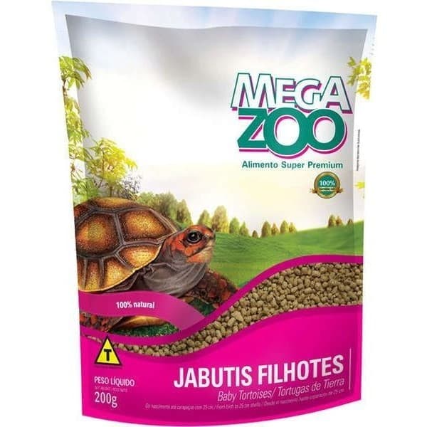 RACAO SUPER PREMIUM MEGAZOO EXTRUSADA JABUTI FILHOTES 200G TARTARUGA JABUTI ALIMENTO BALANCEADO