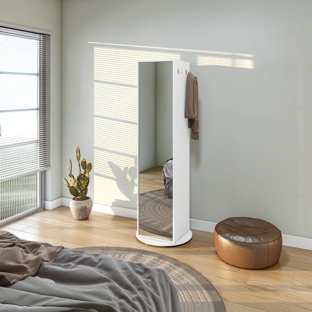 Sapateira Giratoria Esthela Com Espelho Branco Lopas