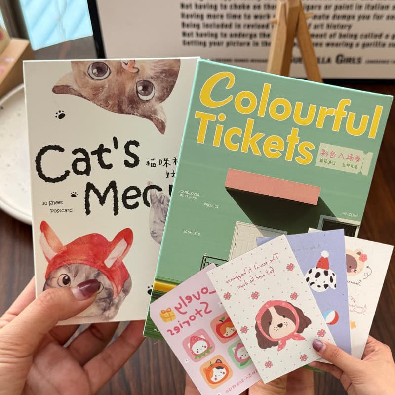 30 Unidades/Conjunto Cartões Postais De Papel Estilo INS-Cartão De Felicitações De Gato Kawaii-De Mensagens De Bênção De