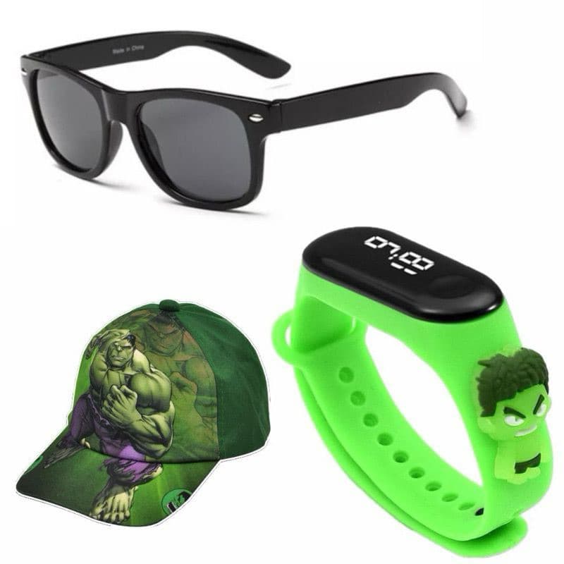 kit Infantil Óculos Boné Relógio Super Heróis Homem Aranha  Hulk dia das crianças barato Top