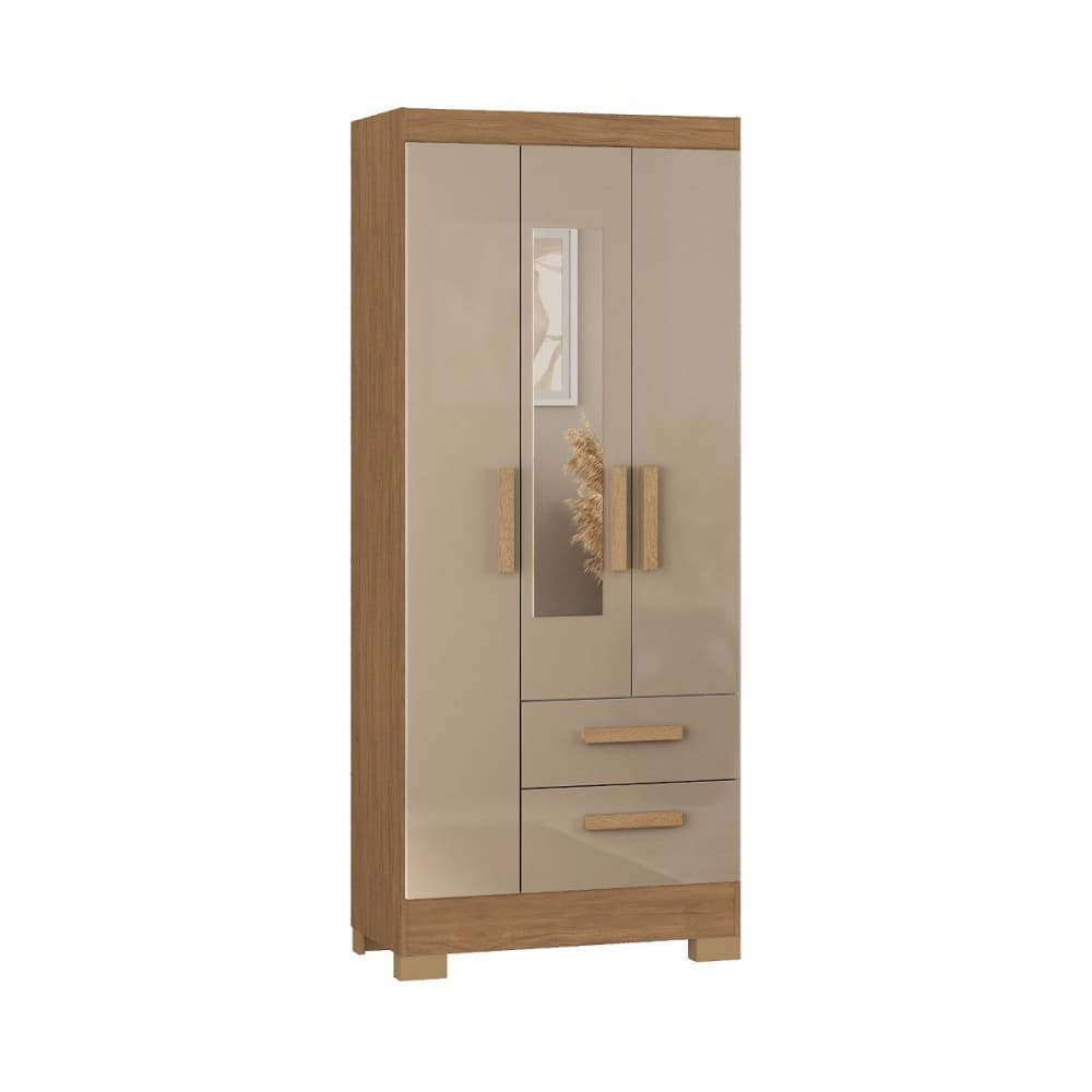 Guarda Roupa Solteiro com Espelho 3 Portas Fortaleza Acacia Reclefcta Atualle