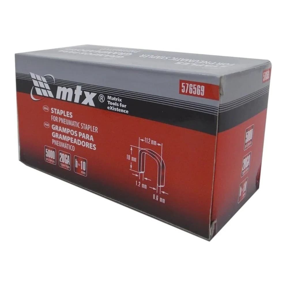 Grampo Grampeador Pneumático 10mm 5000 Peças MTX - 576569
