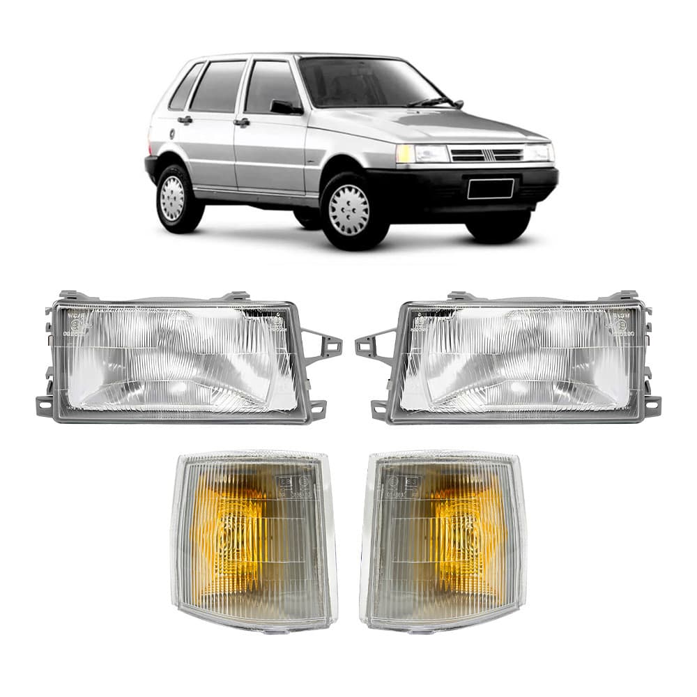 Kit Par Farol Vidro + Pisca Cristal Uno 91 96 97 98 99 A 03