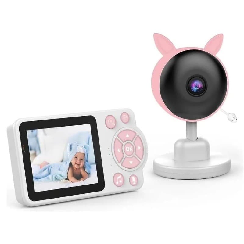 Babá Eletrônica Sem Fio portátil Com Monitor Visão Noturna, baby monitor seguranca com audio(Rosa)