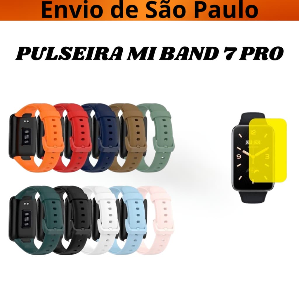 Pulseira p/ Mi Band 7 Pro + Película hidrogel transparente qualidade Silicone Macio [Envio Hoje]