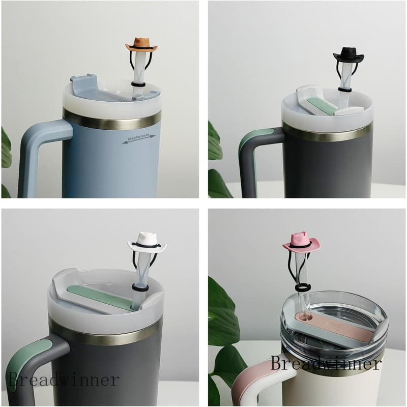 10mm capa de palha de Silicone chapéu de Cowboy Anti-poeira capa de copo de água quente e fria acessórios de pote