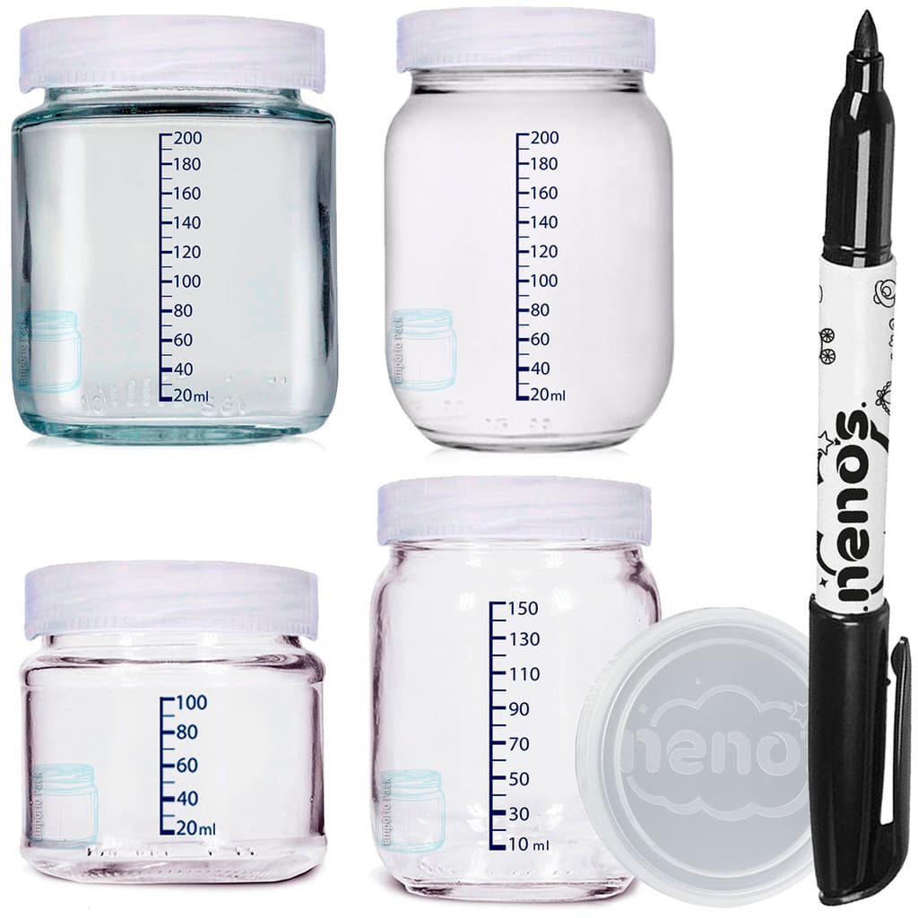 Potes de Vidro Armazenar Leite Materno ou Papinha, Tampa Plastica BPA-Free