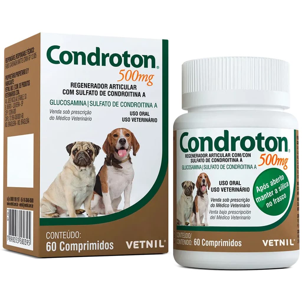 Condroton 500mg Regenerador Articular Vetnil 60 Comprimidos