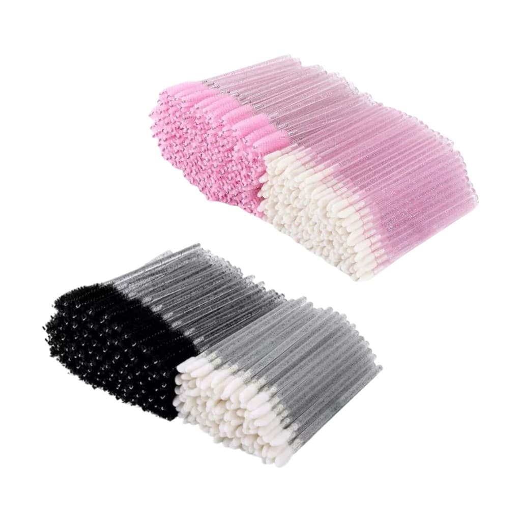 Kit C/ 400 Escovinha C/ Gliter + 400 Pincel Aplicador Gloss Miss Cosméticos