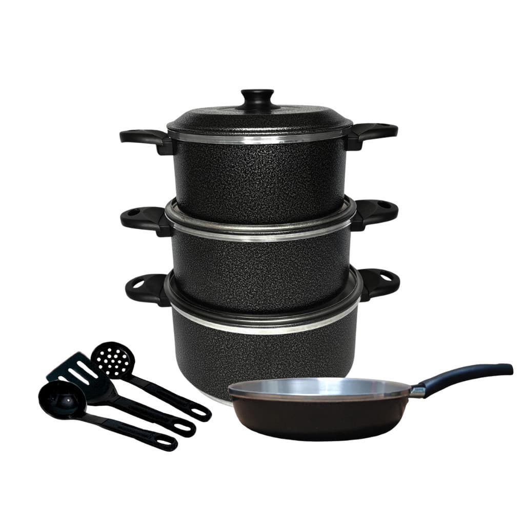 Jogo de Panelas 7 Peças com Frigideira Alumínio Reforçado
