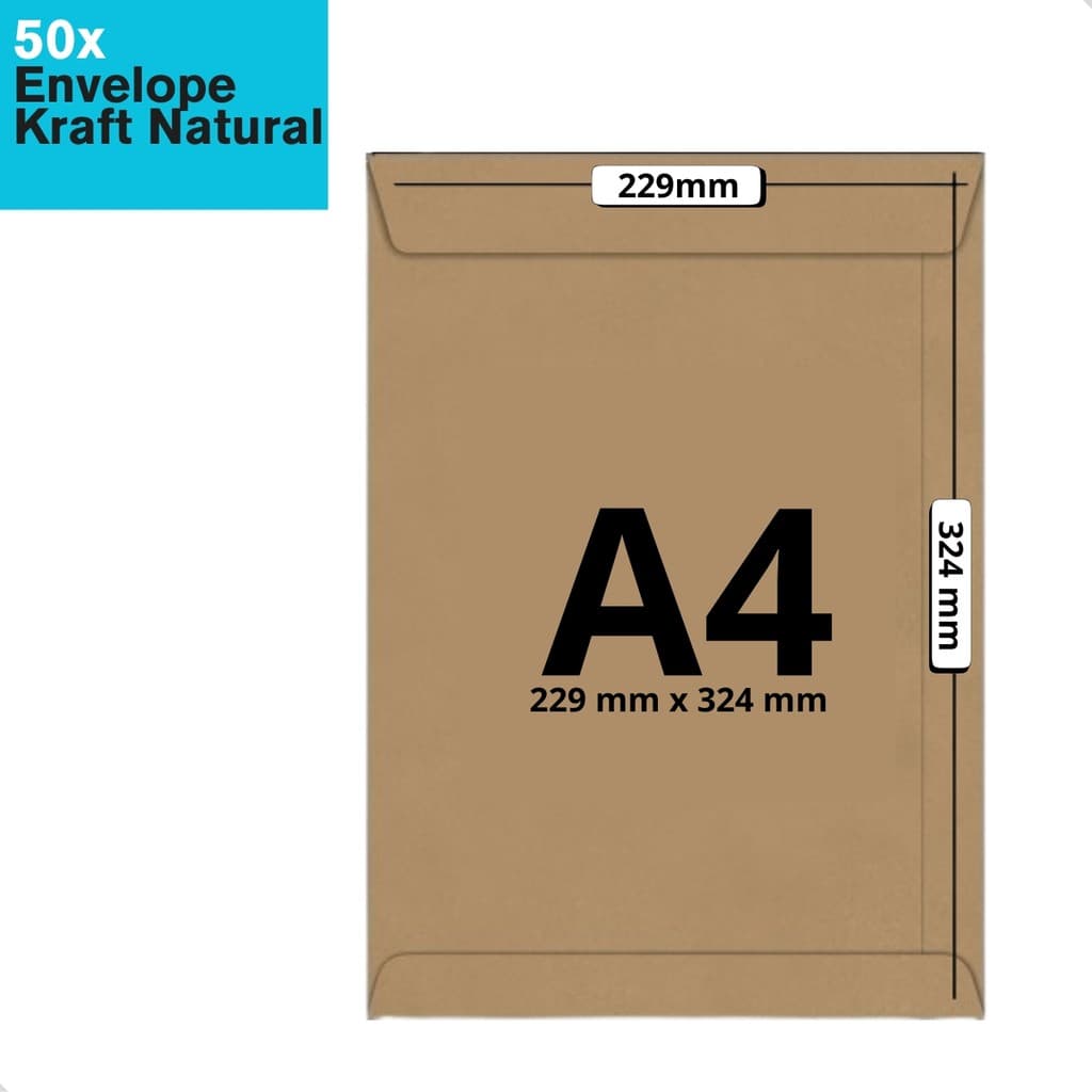 Envelope Saco Kraft Natural A4 80g 50 Unidades para Correspondência Carta Convite