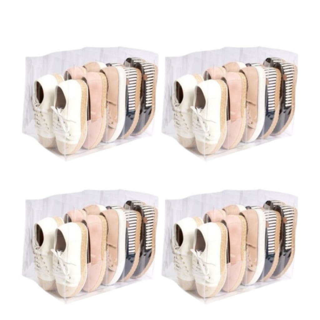 Kit 4 Organizadoras Sapateiras 40x25x30 cm com 5 Divisórias para 5 Pares de Sapatos