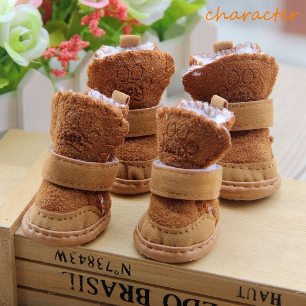 Personagem Pet Shoes Moda 4 Pçs/set Para Cães Pequenos , Gatos Outono , Inverno Mantendo Quente Tênis Antiderrapantes