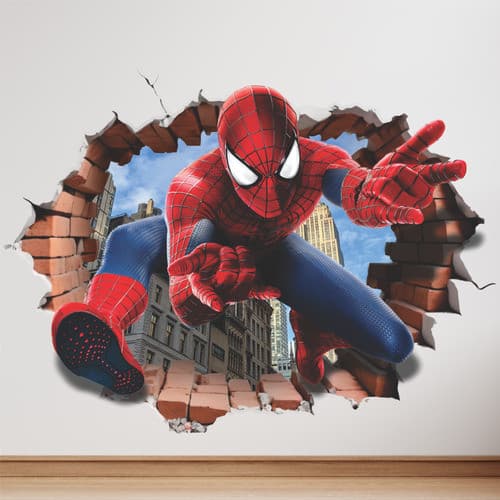 Adesivo De Parede Quarto Infantil Homem Aranha Efeito 3d