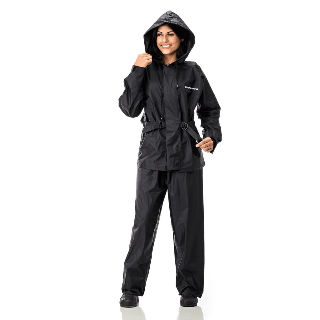 Conjunto Nylon Feminino Capuz Capa de Chuva Motoboy Impermeável - PANTANEIRO