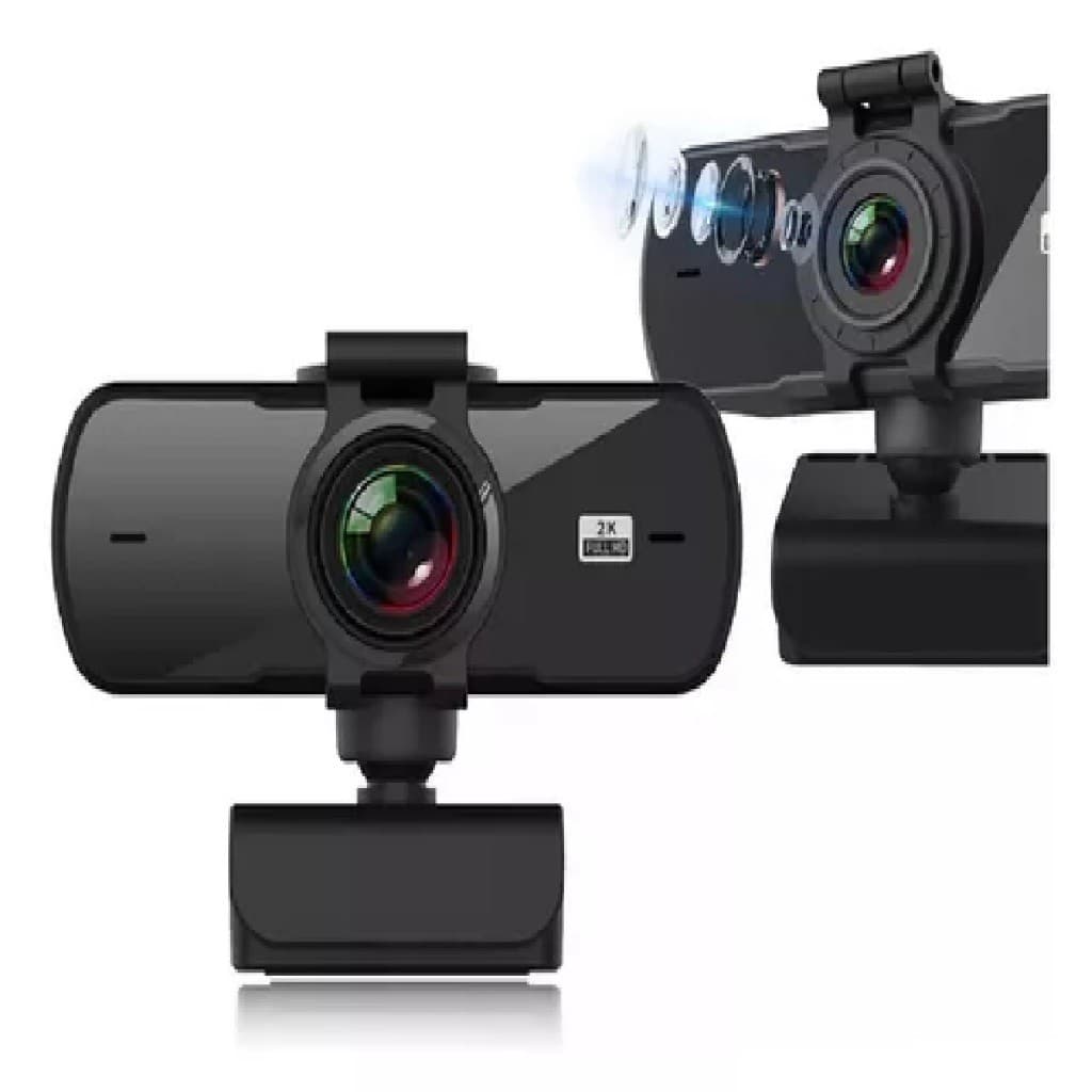 Webcam Usb 2k Hd Auto Focus C/ Microfone Para Laptop Desktop