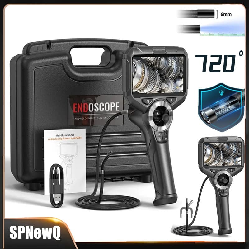 Endoscópio Câmera 720° 4-way 6mm Tela Ips Para Carro 2000mhA