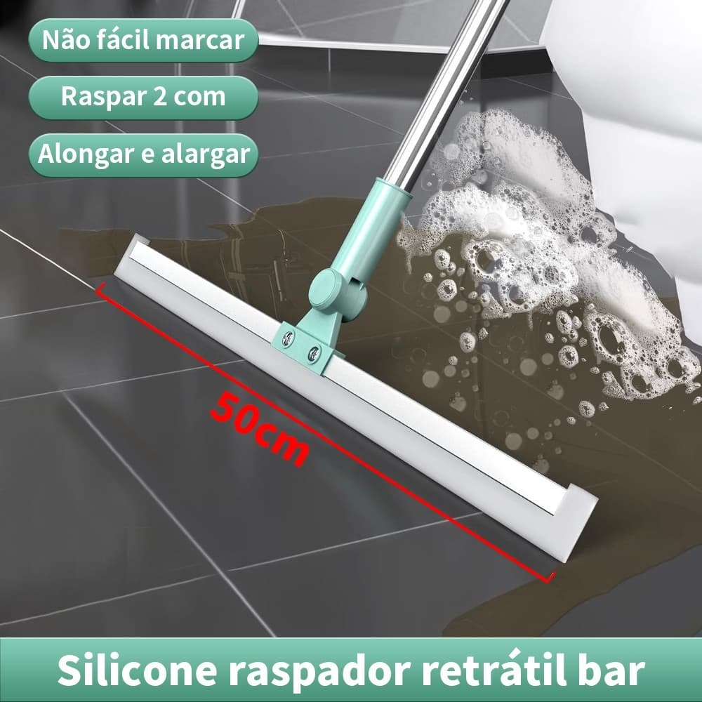Vassoura Rodo Mágico Silicone Grande 50cm Para Limpeza de Multiuso Piso Vidros Com Gancho Secos e Molhados Uso Duplo