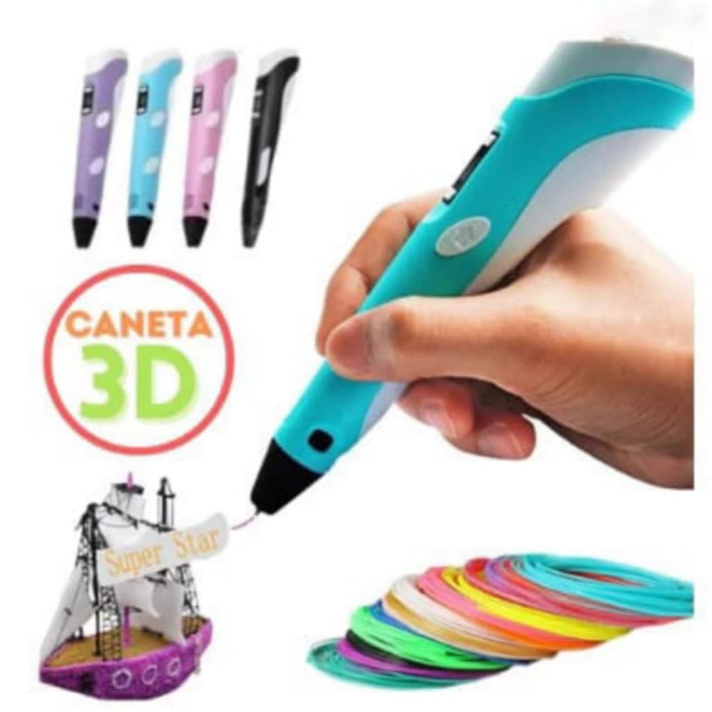 Caneta 3D Impressora Manual Infantil e Adulto Com Filamentos DIY Filamento Plastico Seguro Para Crianças