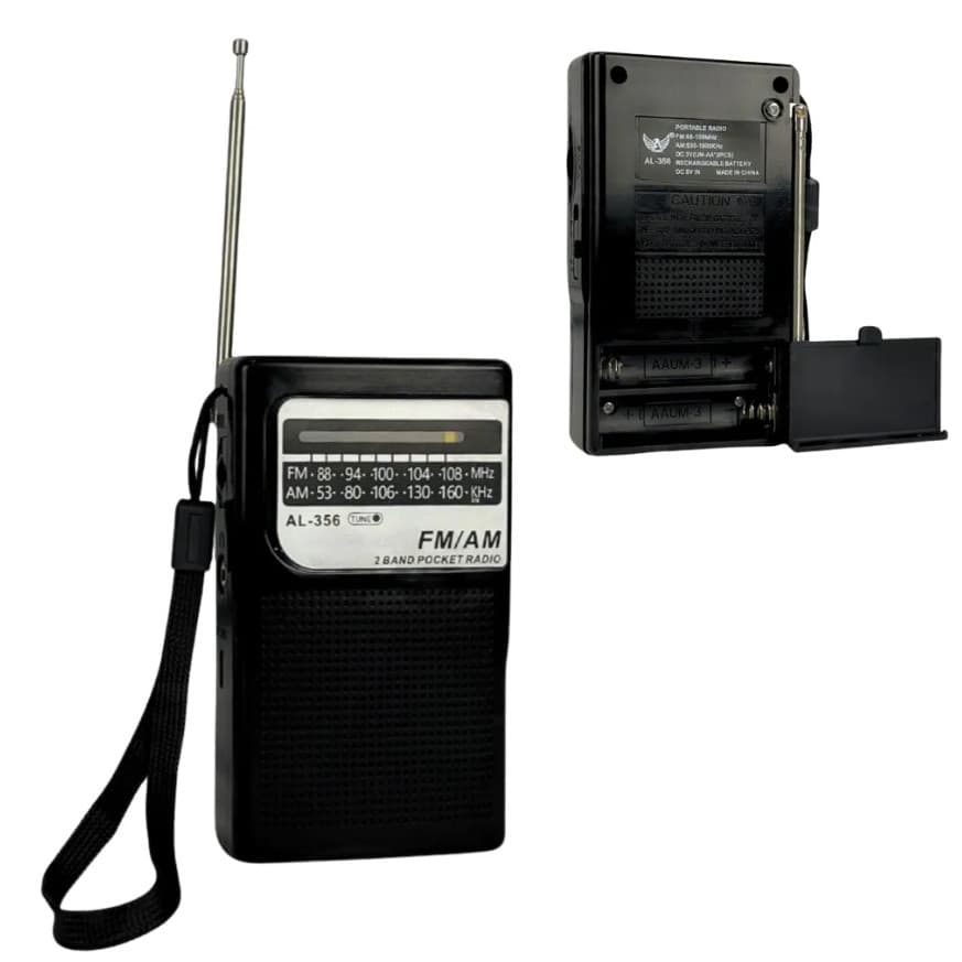 Rádio De Bolso Mini FM/AM/P2 de 2 Bandas Retrô Vertical Pocket Altomex Modelo AL-356