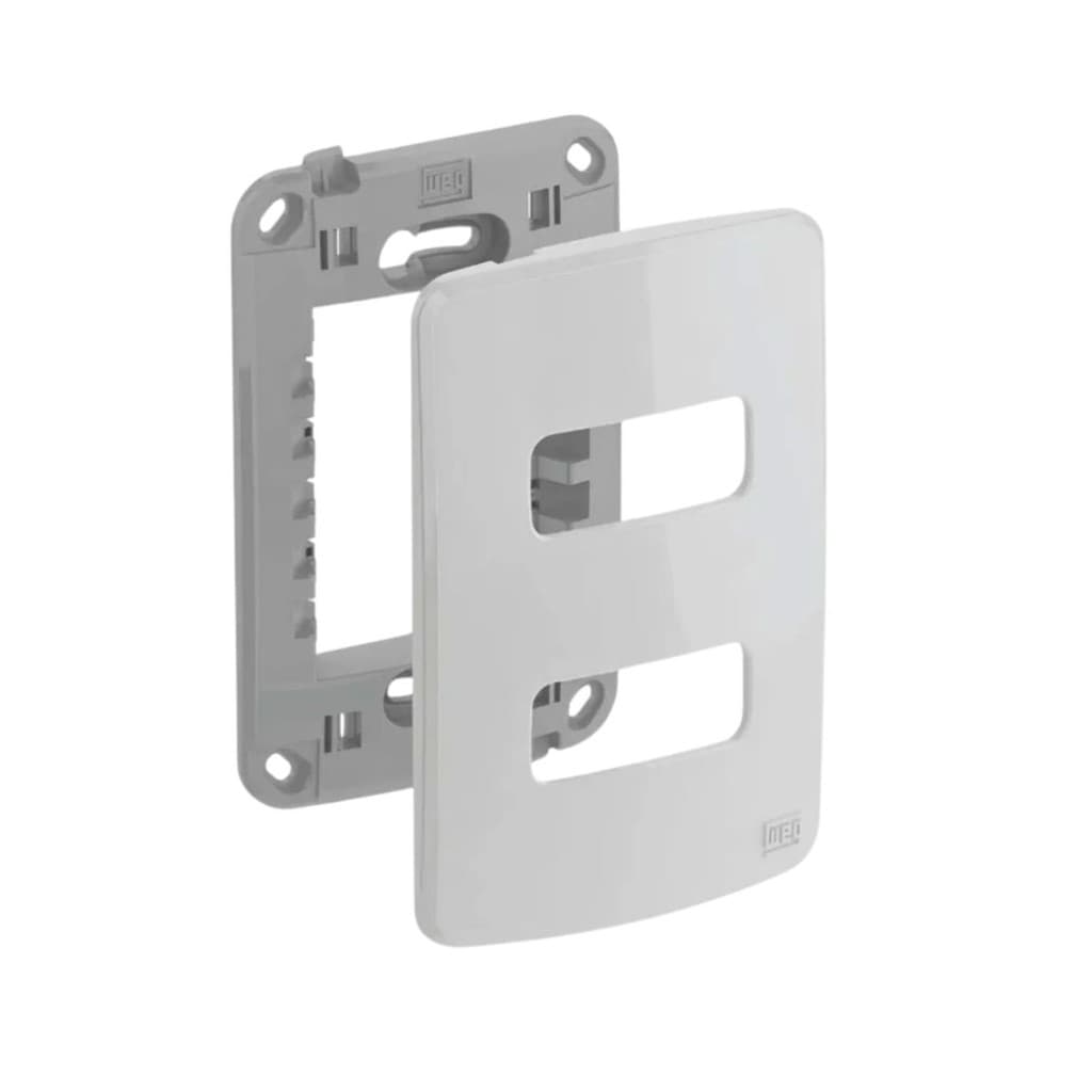 Placa 4x2 2 Posto Branca Weg Compose Com Suporte