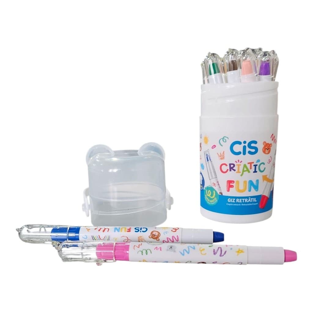 Giz De Cera retratil Color Gel 12 Cores Aquarelável Cis