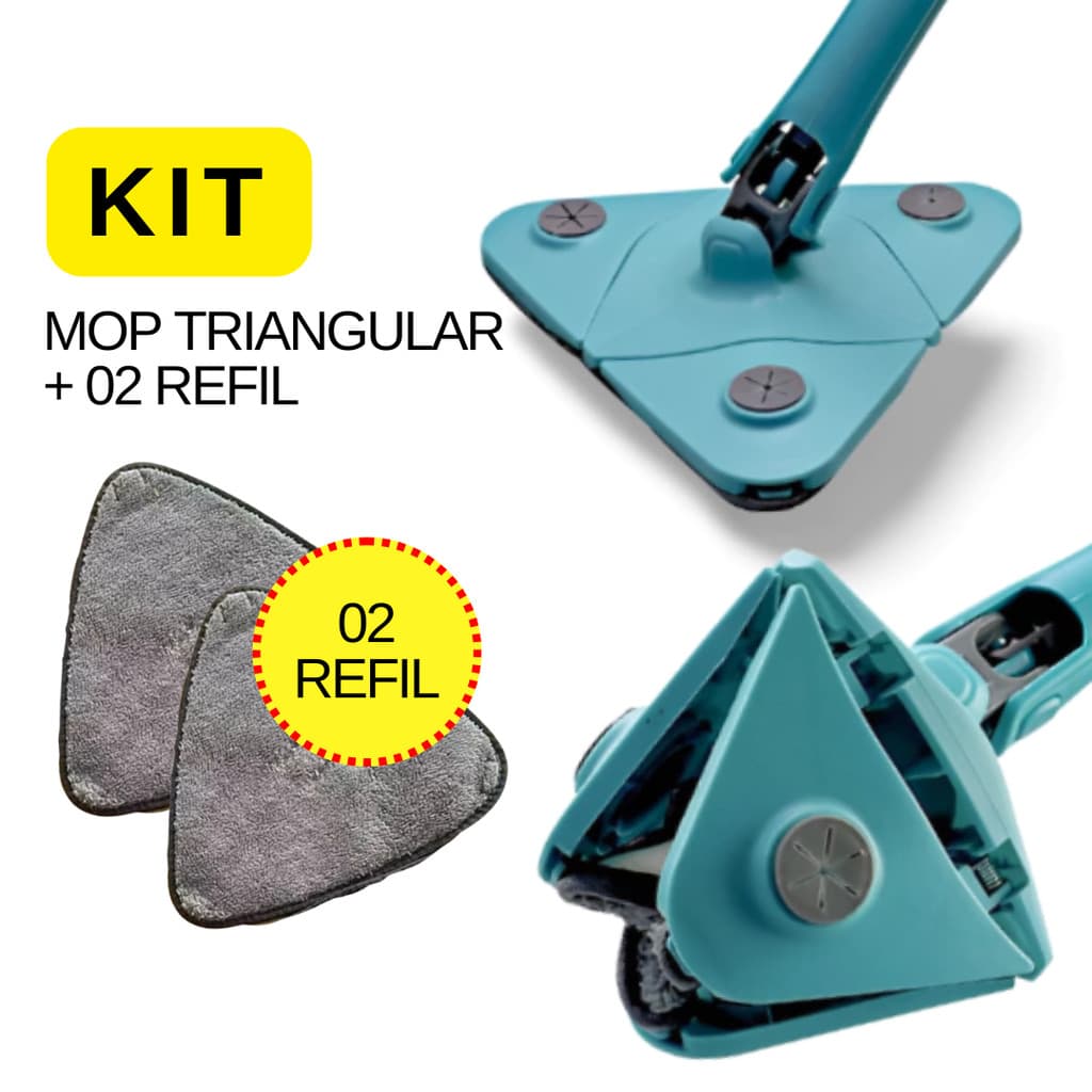 Mop Mágico Triângulo de Limpeza Rodo Esfregão Triangular 360 com Dispenser