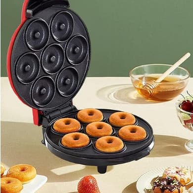 Máquina De Donuts Rosquinha 7 furos 110v Café Da Manhã  (Preto e rosa serão enviados aleatoriamente)