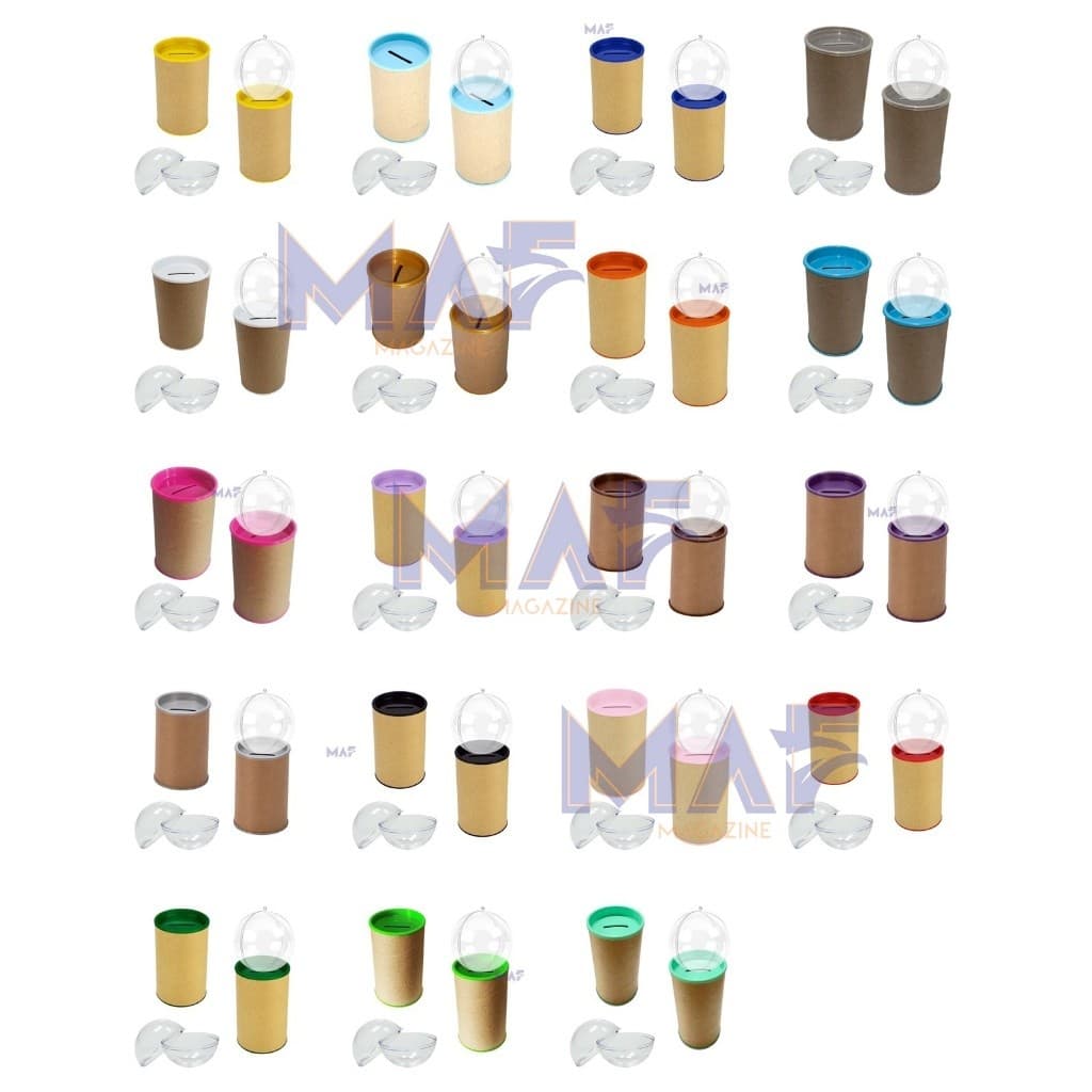 Kit 30 Cofrinho 10x6 - 30 Esfera Bola Acrilica 6,5 cm Lembrancinhas