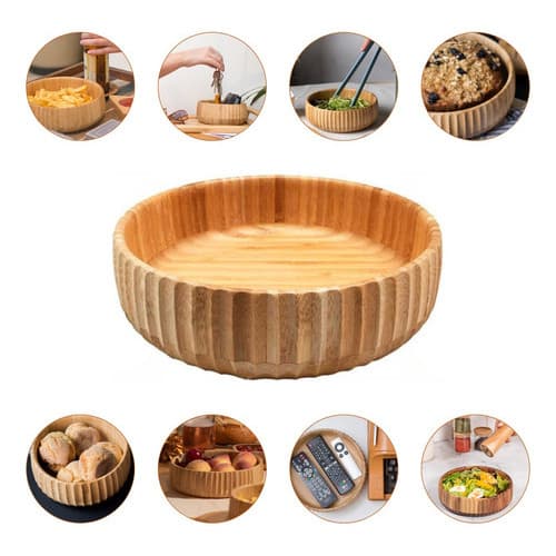 Tigela Canelada Bambu Bowl Saladeira Multiuso 15cm