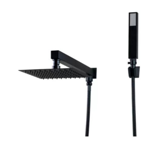 Chuveiro Ducha Slin Quadrada C/ Chuveirinho Luxo E Desviador Kit completo Preto