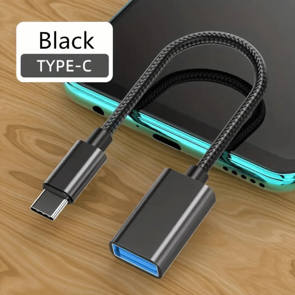 Cabo USB Adaptador Otg Tipo C Pendrive Celular Tablet Notebook Cor Preto Adaptador Tipo C
