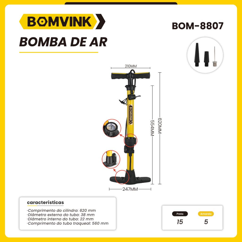Bomba Manual Bomvink Bom-8807 - 160 Psi