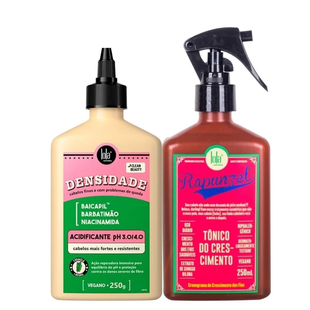 Kit Tônico de Crescimento Rapunzel e Acidificante Densidade - Lola Cosmetics