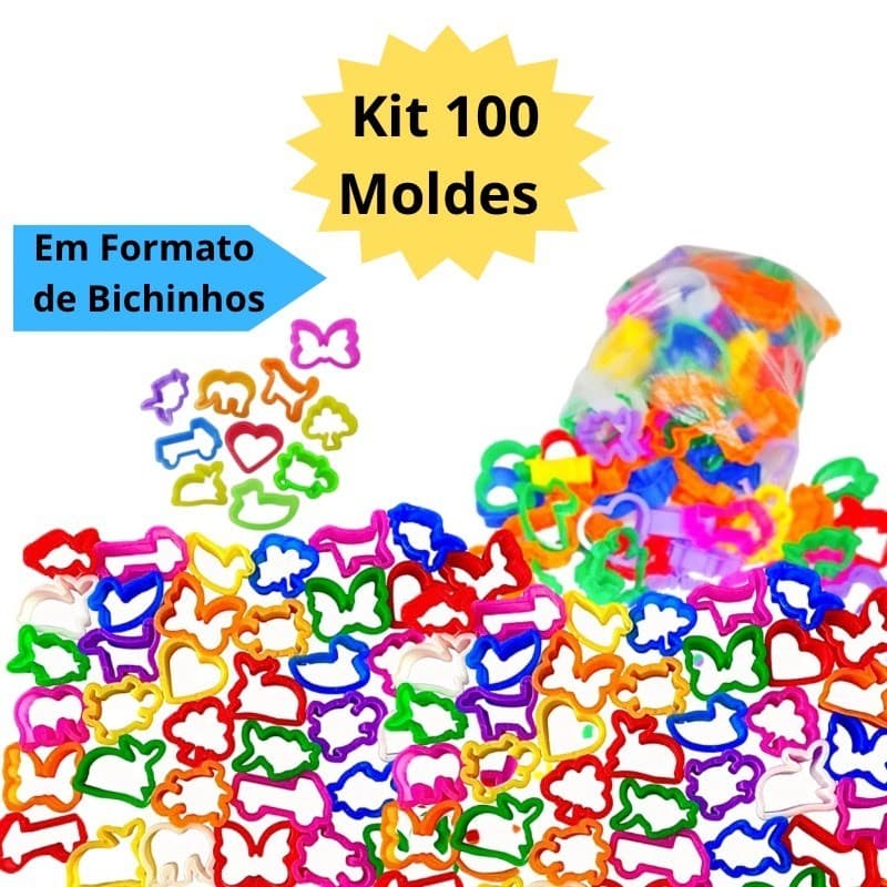 Kit 100 Cortador Moldes Forminha para Massinha de Modelar Kit Lembrancinha Festa Infantil Escolar