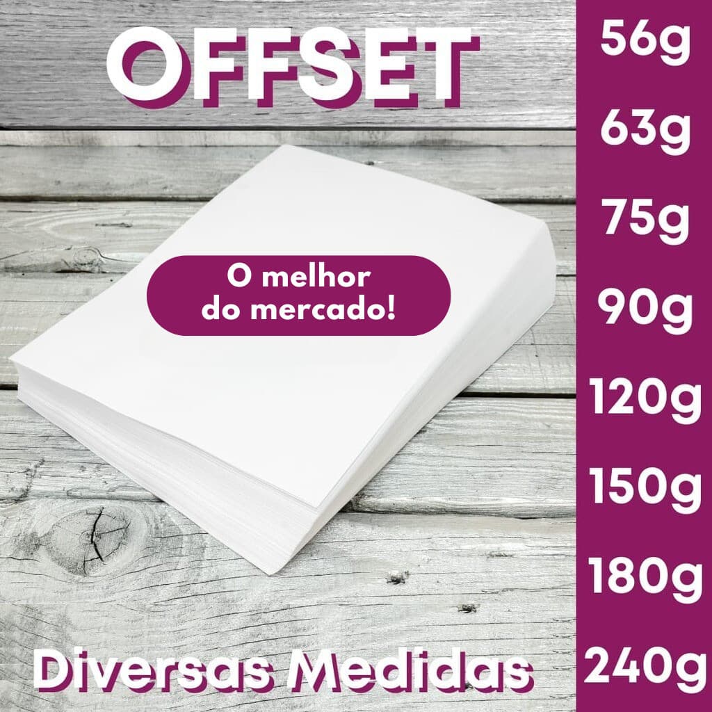 Papel Offset A3 A4 A5 A6 A7 etc(Branco) 56g 63g 75g 90g 120g 150g 180g 240g Off Set para Impressão Jato de Tinta e Laser