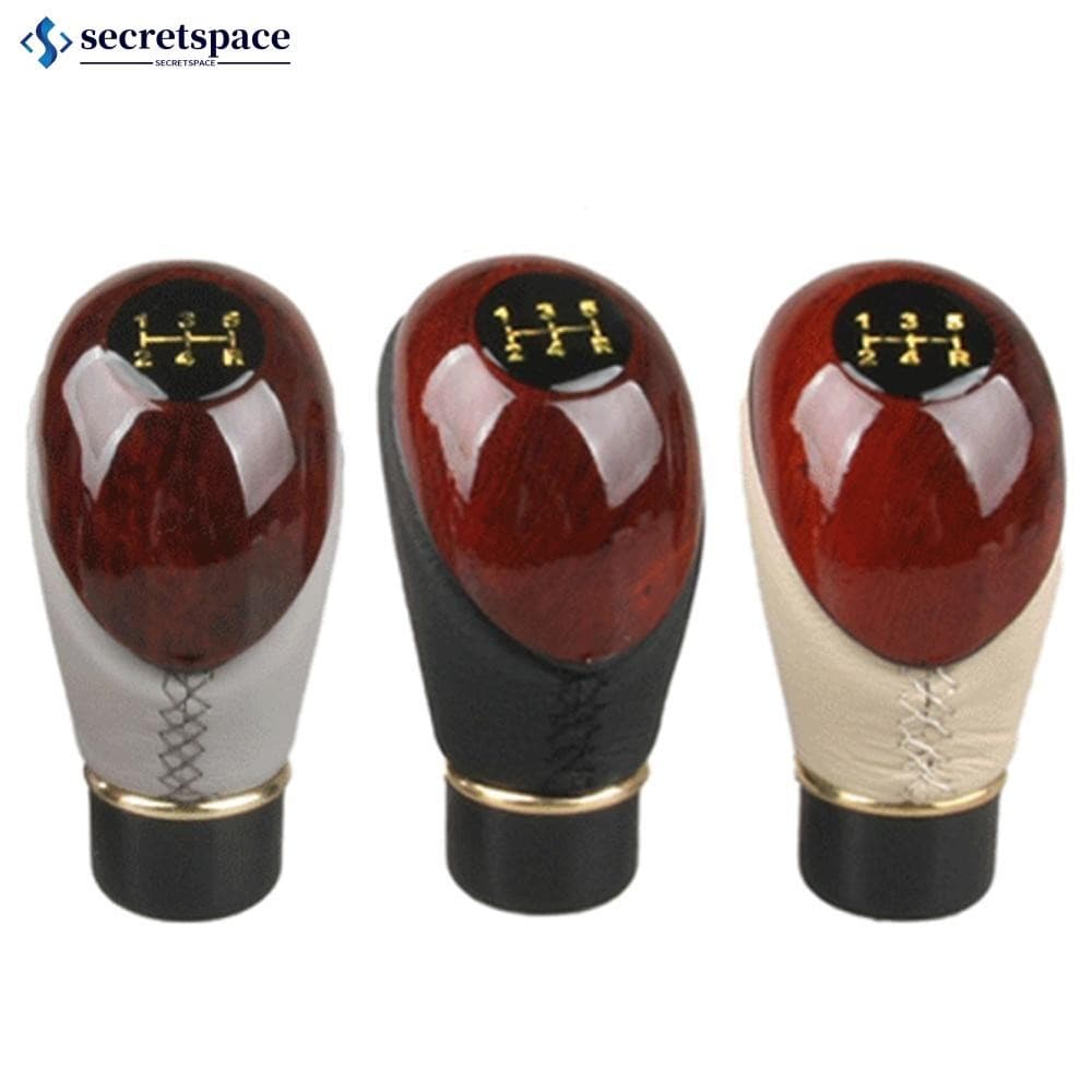 SECRETSPACE Universal Carro 5 Velocidade Alavanca De Mudança Botão De Madeira Couro Do Plutônio Caminhão Manual Engrenag