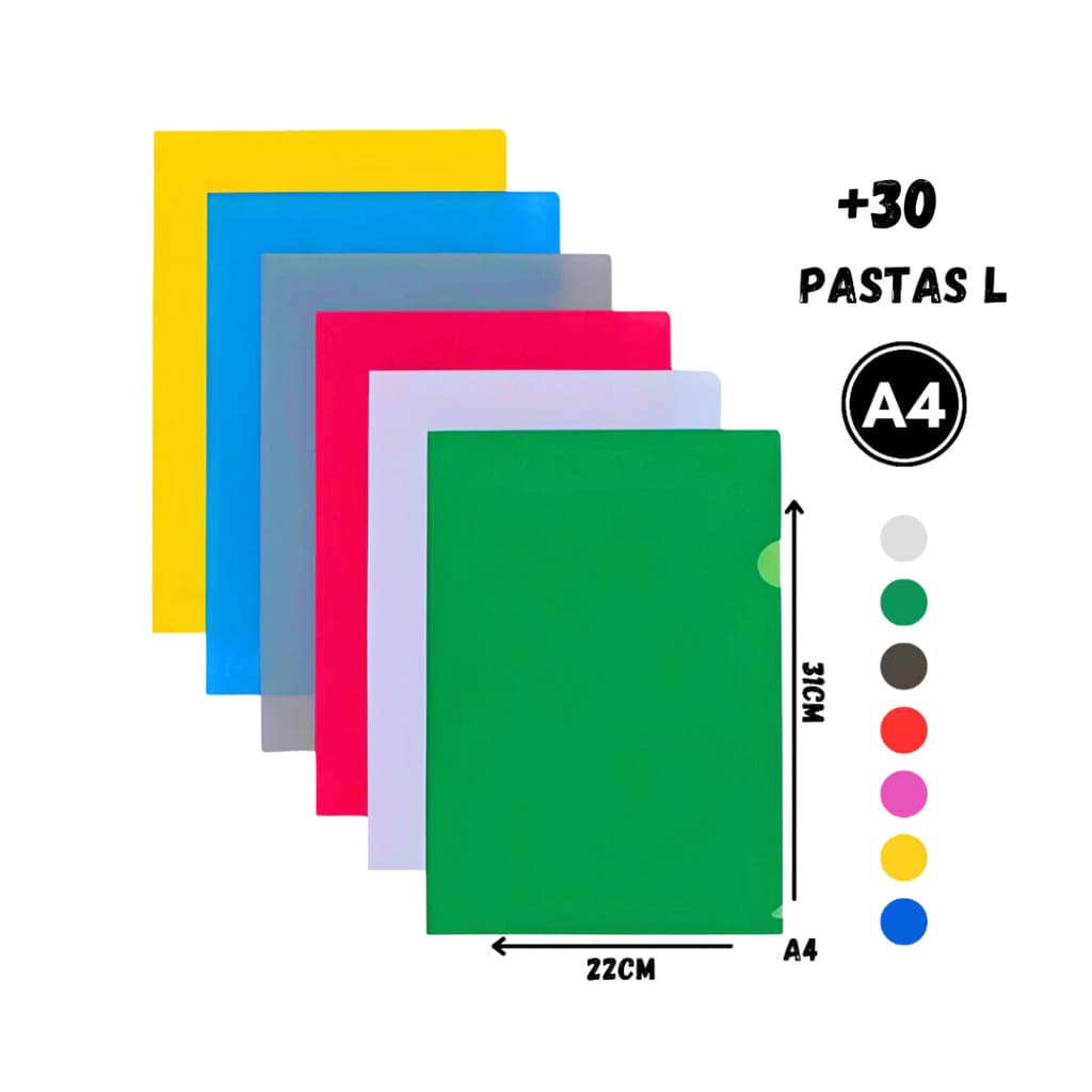 Kit 30 Pastas Plásticas L  ACP Formato A4 310x220mm