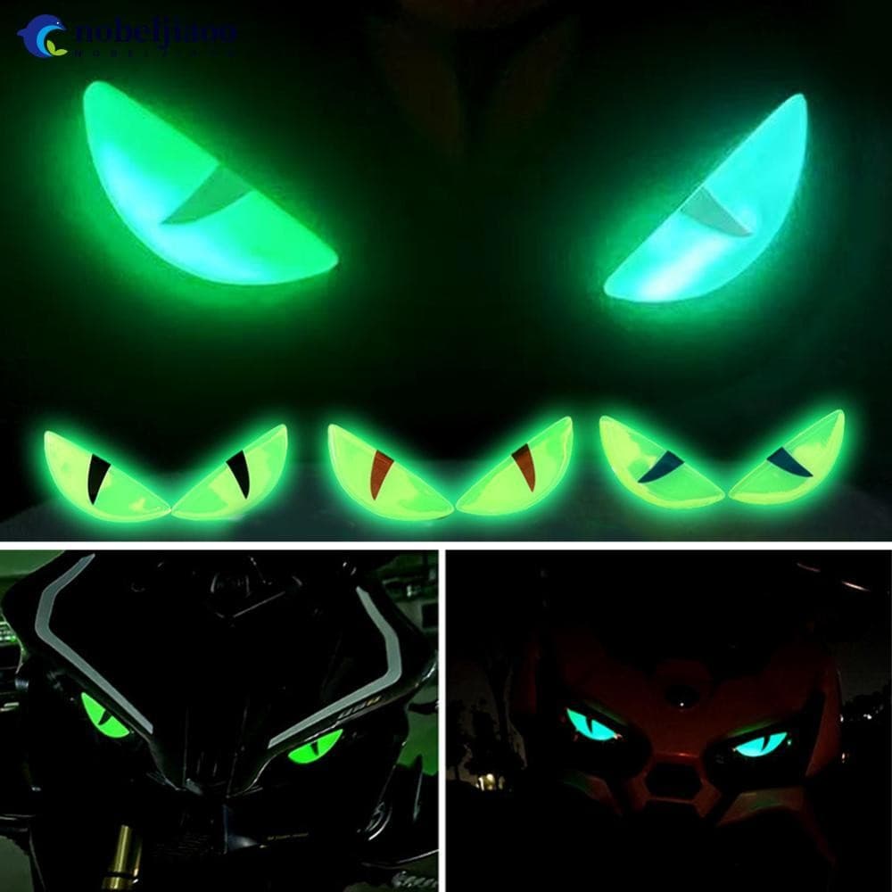 NOBELJIAOO 1 Par De Adesivos De Olho Do Diabo Para Motocicleta , Farol Luminoso , Cor Deslumbrante , Decalques 3D , Corp