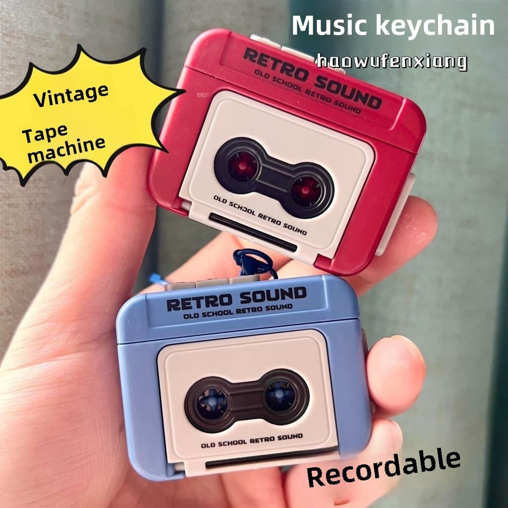 radio Retro Popular Recorder Mini Recordable Fun Music Box Pendant Keychain Decoration Gift GZ9S