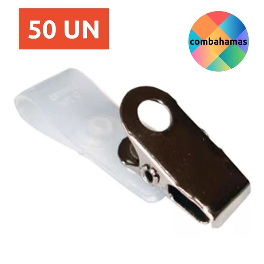 PRESILHA PARA CRACHÁ, CLIPS, JACARÉ, COM TIRA LEITOSA, 50 UN